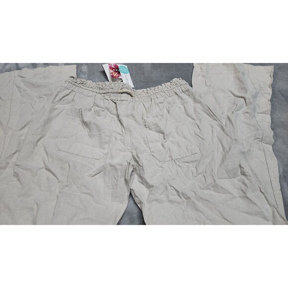 Roxy Oceanside Linen Blend Pant Women's L Stone Drawstring Beach Pants NWT - Picture 9 of 11